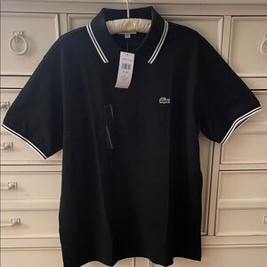 Lacoste Men's Polo Shirt in Black with White Accents